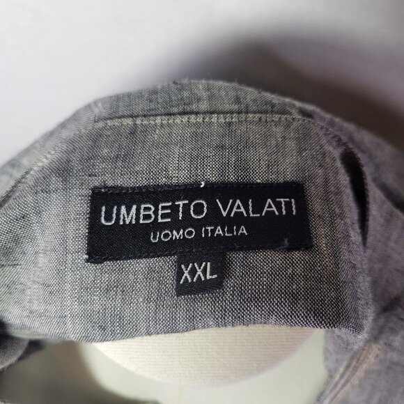 Umberto Valati Uomo Italia Women Gray Embroidered Linen Tunic Shirt Size XXL - Picture 3 of 10